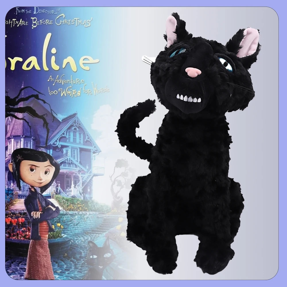 35cm/13.78in Coraline Cat Plush Toys Black Cat Animal Doll Movie Stuffed Animals Toys for Children Birthday Gifts Home Decor